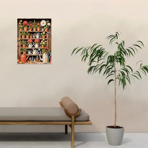 Sceorixa Rustic Flower Shelf Paint by Numbers Kit for Adults – DIY- Garden Pots Painting on Canvas 16x20 inch, Paint Set, Suitable for Beginners, Art for Home Decoration or Gifts, Unframed - Image 4