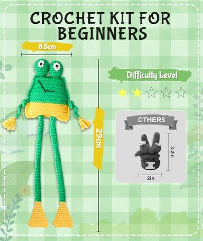 Totiro Crochet Kit for Beginners, Long-Legged Frog Amigurumi Starter Kit, Easy DIY Craft Set with Step-by-Step Video Tutorials, Animal Crochet Pattern Learning Kit for Teens Adults Birthday Gift - Image 5