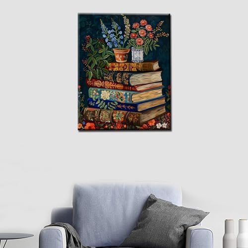 Soft Hues Bohemia Paint by Numbers Kits for Adult Paint by Numbers Flower and Green Leaves Painting Kits on Canvas with Brushes and Acrylic Pigment for Home Wall DIY Framed 16x20 Inch - Image 2