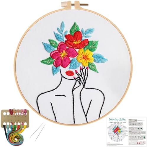 Louise Maelys Flower Woman Embroidery Kit for Beginners DIY Gift Set by LouiseMaelys