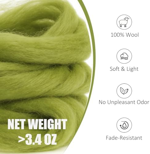 3.4oz Needle Felting Wool Calla Green for DIY Needle Craft Enthusiasts - Image 2