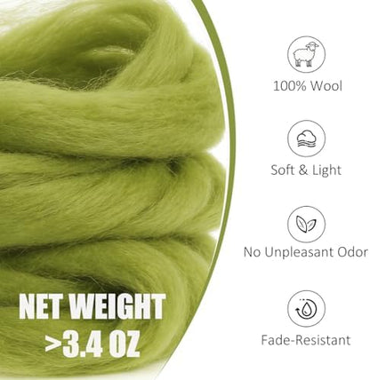 3.4oz Needle Felting Wool Calla Green for DIY Needle Craft Enthusiasts - Image 2