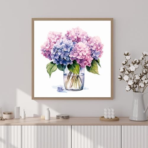 Artunion Framed Paint by Numbers Kit for Adults Beginners & Kids Ages 8-12,Hydrangea Flower Paint by Number with Frame,Floral Paint by Numbers Kit on Canvas 10 * 10 Inch Without Easel - Image 2