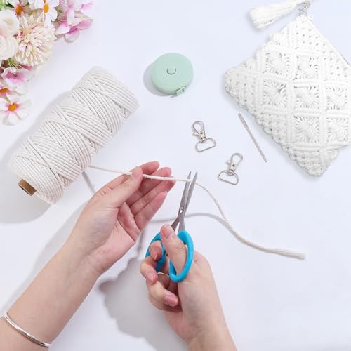 WEBEEDY DIY Macrame Bag Making Kit for Adults Beginners White Boho Cross Body Bag Kit with 109 Yards 3mm Macrame Cord, Video Tutorials, Handmade Purse Making for Holiday Birthday Gift Beach Decor - Image 4