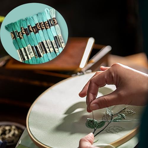 12 Skeins 6 Strands Green Cross Stitch Thread Variegated Gradient Embroidery Floss Polyester Friendship Bracelet String Yarn Threads Bulk for Hand Sewing Bracelets Needlecraft DIY Stitching - Image 4