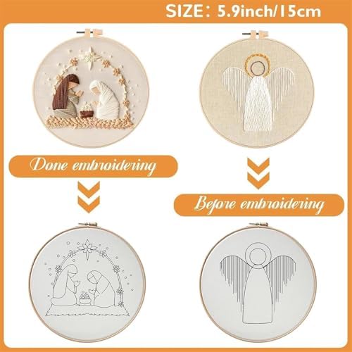 YOUDRN Nativity Scene Embroidery Kit, 4 Set Christmas Embroidery Kits - Image 2