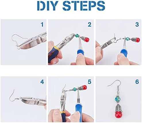 SUNNYCLUE 1 Box DIY Make 10 Pairs Chandelier Bohemian Earring Making Kit Including Flower Tibetan Style Caps Link Connector Charms Glass Beads for Adults Women DIY Earring Jewellery Making - Image 4
