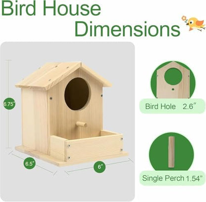 Bird House Kits for Adult, Wooden DIY Birdhouse Kit, Outdoor Woodworking Crafts Freestyle Painting, Arts and Crafts Projects with Paints & Brushes, Hanging Birdhouse for Garden Yard Decor Gifts (1Pcs) - Image 3