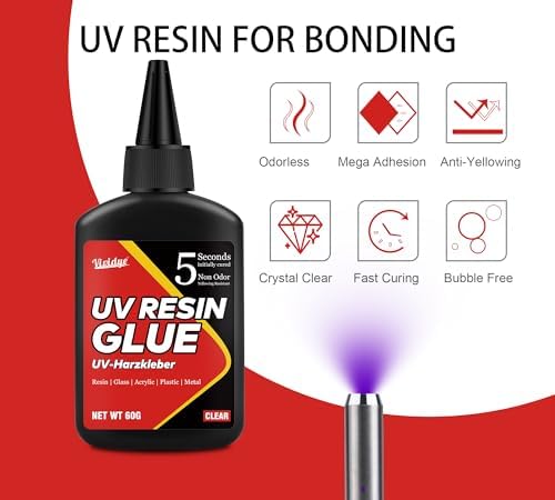 UV Resin Kit with Light - 60g UV Resin with Rechargeable Flashlight, Fast Curing in 5 Seconds, Clear UV Glue for Welding Plastic, Glass Repair, Acrylic - UV Adhesive for Bonding Jewelry, DIY, Crafts - Image 2