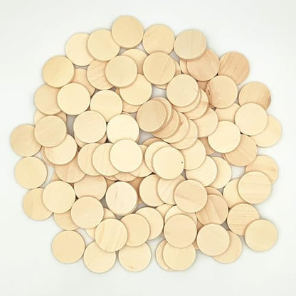 100PCS Natural Wood Slices 1.4 inch Blank Round Wooden Discs Unfinished Wood Circles Blank Wooden Ornaments for DIY Crafts - Image 2