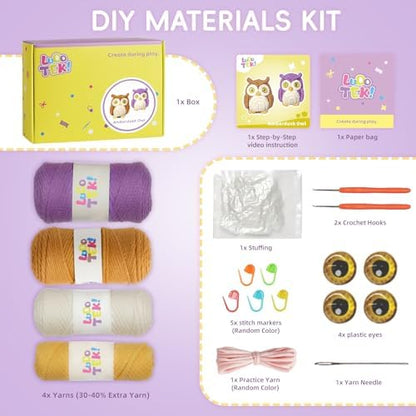 Crochet Kit for Beginners, 2-Pack owl Animal Kits for Adults, Amigurumi Set - Image 3
