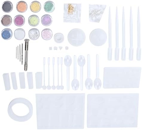 94Pcs Silicone Jewelry, Reusable Resin Casting for DIY Pendant Earrings Necklace Craft Kit with Glitter Sequins and Tools for Jewelry Making - Image 7