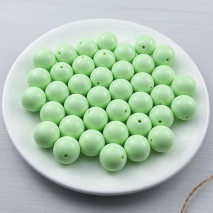 40pcs Acrylic Round Beads for Crafts 18mm Resin Candy Color Spacer Beads with Hole for Jewelry Making Sewing Crafts Decoration Necklaces Bracelets Earrings Supplies(Light Green) - Image 2