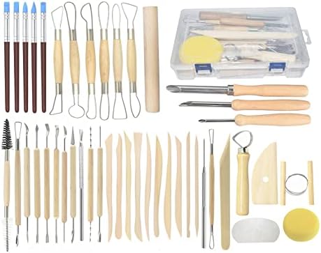 Pottery Tools, 44PCS Ceramic Clay Sculpting Tools Set with Plastic Case, for Beginners Expert Crafts Polymer Clay Club, Dotting, Modeling, Shaping Hobbyists, Artists, by Augernis by Augernis