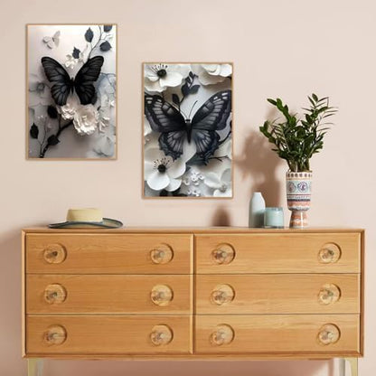 KYOQFVN 2 Pack Butterfly Paint by Numbers with Wooden Easel - Adult Paint by Number Kits on Canvas Framed, Easy Painting by Numbers for Adults, Acrylic Oil Painting for Home Wall Decor 8x12inch - Image 3