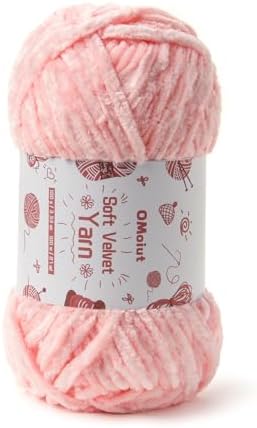 100g Fluffy Velvet Chenille Yarn for Crocheting and Knitting, 80m (87.5yd) Baby Yarn for Crocheting Soft, Crochet Chunky Yarns Amigurumi Yarns (Pink) by OMoiut