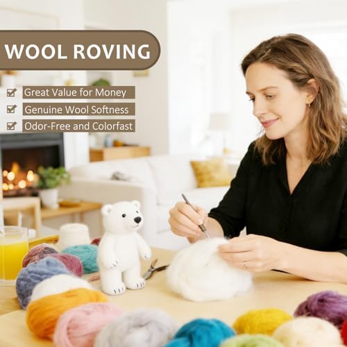 3.4oz Needle Felting Wool Military Olive for DIY Needle Craft Enthusiasts - Image 3