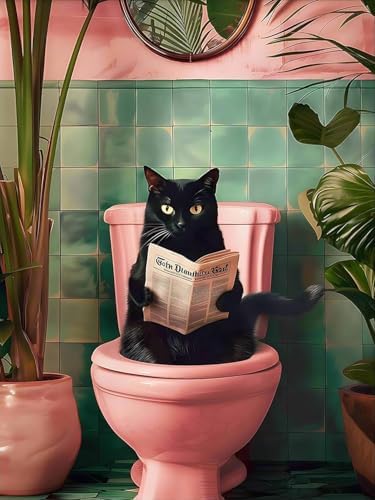 TCDZMYGS Stamped Cross Stitch Kits for Beginners,Bathroom Cat 12x16in by TCDZMYGS