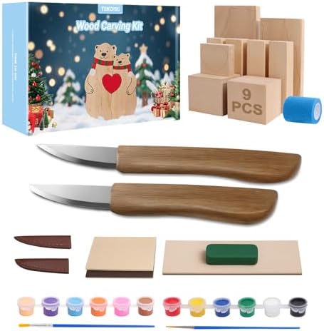Wood Carving Kit for Beginners with Basswood Blocks & Whittling Knife by TekchicDIYTools