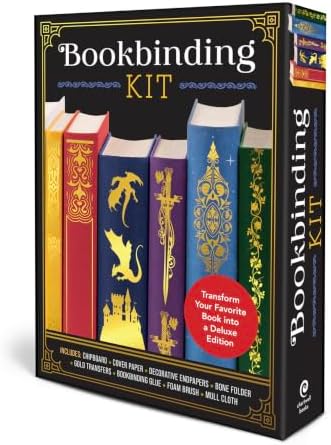 Bookbinding Kit: Transform Your Favorite Book into a Deluxe Edition - Includes: Chipboard, Cover Paper, Decorative Endpapers, Bone Folder, Gold Transfers, Bookbinding Glue, Foam Brush, Mull Cloth - Image 6