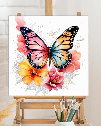 TOCARE Framed Paint by Numbers Kit for Adults,Butterfly Paint by Number Framed, Adult Paint by Number Kits on Canvas Framed Flower Butterfly for Home Wall Decor (10x10 Inch, Without Easel) - Image 5