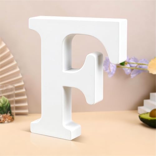 6 Inch White Wood Letters Unfinished Wooden Letters for Wall Decor Decorative Standing Letters Slices Sign Board Decoration for Craft Home Party Projects (F) by Unknown