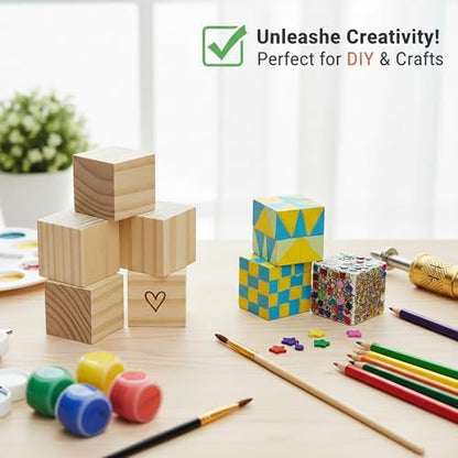 Wooden Blocks for Crafts, Unfinished Wood Cubes, 1.5 Inch Natural Wood Blocks, Pack of 15 Wood Square Blocks, Wooden Cubes for Arts and Crafts and DIY Projects - Image 5