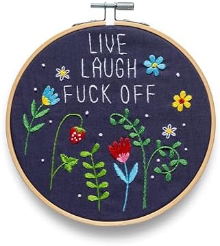FUNATIC Live Laugh F Off Funny Embroidery Kit for Adults by FUNATIC