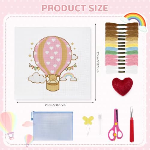 23Pcs Hot Air Balloon 18 Mesh Needlepoint Canvas Kit for Beginners Adults - Image 3