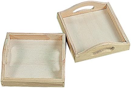 Fun Express Wooden Tray, Small Square, Set of 12 - Image 2