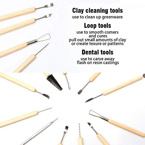 61PCS Ceramic Clay Set Polymer Clay Pottery Set Wooden Pottery Sculpting Clay Cleaning Set - Image 3