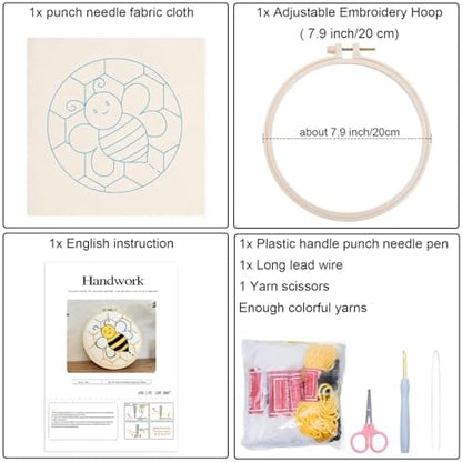 Louise Maelys Punch Needle Kit for Beginners with Bee Pattern DIY Craft - Image 2