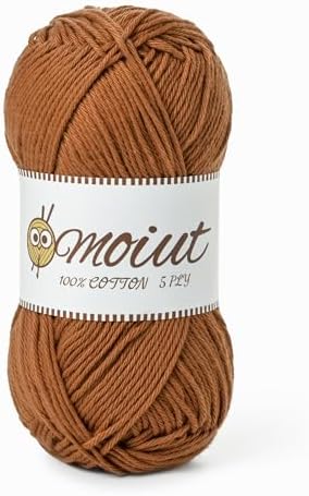 Cotton Yarn for Crocheting, Baby Yarn for Crocheting Soft, 131yds / 1.76oz Fluffy Amigurumi Crochet Yarn, 5 Ply 100% Milk Cotton Yarn for Puzzle、Socks、Clothes(Brown) by OMoiut
