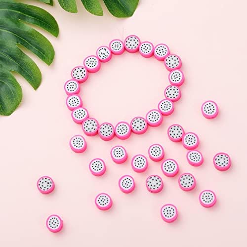 100pcs Dragon Fruit Polymer Clay Spacer Beads for Women Jewelry Making DIY Bracelet Necklace Hair Clip(Dragon Fruit) - Image 2