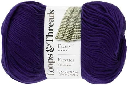 Loops & Threads Facets Yarn - Yarn for Knitting, Crochet, Weaving, and Arts & Crafts - Blue, Acrylic, 3.5 oz - Image 4