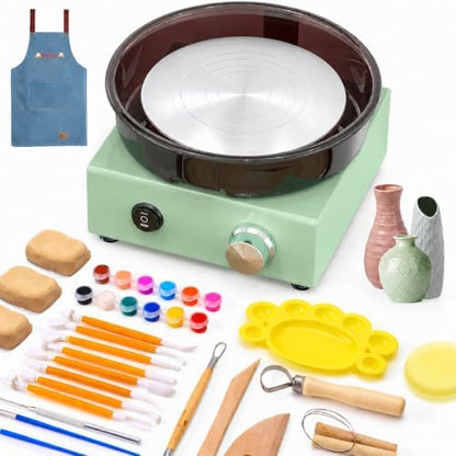Mini Pottery Wheel for Kids, Beginners, Adults, All-in-one Kit by Alldeer