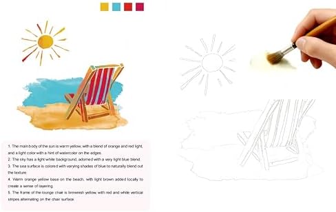 Watercolor Workbook，Water Paint Adult Set，Easy Coloring Book,Beautiful Paintings for Beginner（Fruit - Album (Beach - brochure) - Image 6