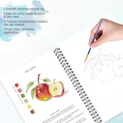 Watercolor Workbooks for Adults Beginners & Teens, 16 Colors 15 Beautiful Paintings, Pre-Outlined Designs, Easy Watercolor Art Book（Fruits & Vegetable） - Image 4