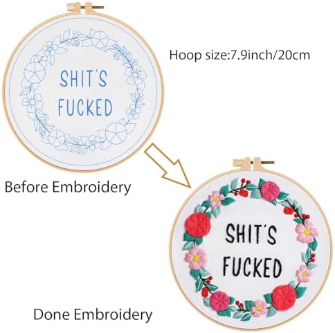 Louise Maelys Funny Floral Embroidery Kit for Beginners DIY Decor - Image 3