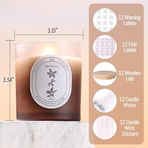 REISEN 12 Pcs 10oz Gradient Amber Candle Jars for Candle Making Kit - Image 2