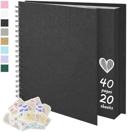 DIY Scrapbook Photo Album,40 Pages,8x8 Inch,Black by Remowith
