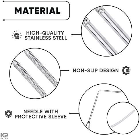 KETAR 4 Pcs Pottery ToolsTips, 6.3 Inch, Stainless Steel, Knurled Grip - Image 3