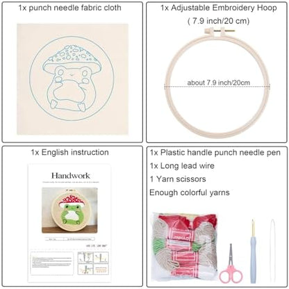 Louise Maelys Punch Needle Kit for Beginners with Mushroom Frog Pattern - Image 2