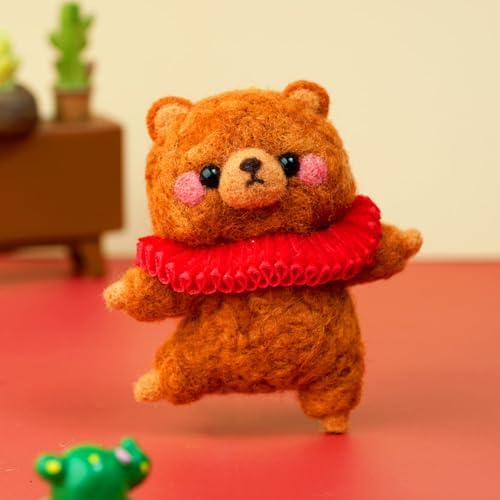 Wizardi Beginner Needle Felting Kit for Adults - Bear. Animal Felting Kit 6.8x6x3.5cm. Felting Tools. Wool Felting Supplies. Felt Crafts. Wool Felt. F07N8-W184 by Wizardi