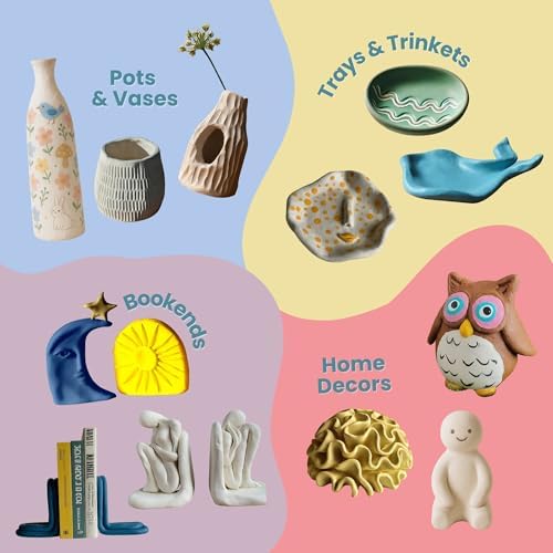 2.2LBS Air Dry Clay - Modeling Clay for Pottery, No Bake No Kiln Required | 1kg Airdry Clay for Beginners Pottery Kit Adults DIY Art Craft Set Project (White) - Image 4