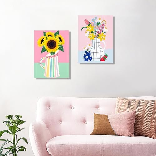 TINY FUN 4 Pcs Paint by Numbers for Adults,DIY Oil Painting Kits 9x12 Inch Canvas with Solid Wood Frame. Cartoon Wall Art Beginner Friendly Craft Gift Home Decoration. - Image 6