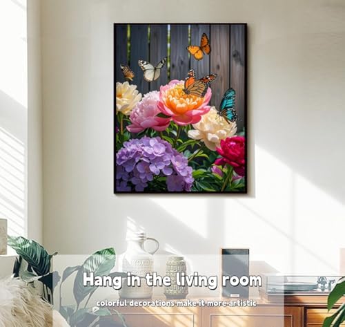 ACANDYL Flowers Paint by Numbers Kit for Adults Beginner Flowers Paint by Number for Adults Flower Canvas Painting by Number Rose Butterfly DIY Acrylic Oil Painting on Canvas Arts Craft Decor 16x20 in - Image 4