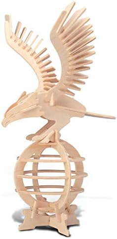 Puzzled 3D Puzzle Eagle Wood Craft Construction Model Kit, Fun, Unique & Educational DIY Wooden Toy Assemble Model Unfinished Crafting Hobby Puzzle to Build & Paint for Decoration 61 Pieces Pack by Puzzled