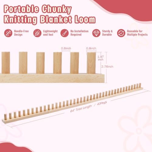 Zlshmoee 64'' Chunky Blanket Loom, Detachable Knitting Weaving Frame for Teens & Adults, NoNeedles Required, DIY Throw Blankets Scarves Shawls,Stress Relief Home Decor, Beginner Friendly HandmadeGift - Image 3