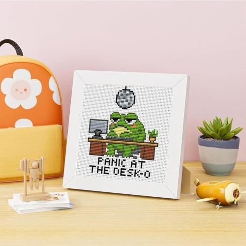 Tiwabb Frog Stamped Cross Stitch Kits for Adults Beginners with Frame - Image 4